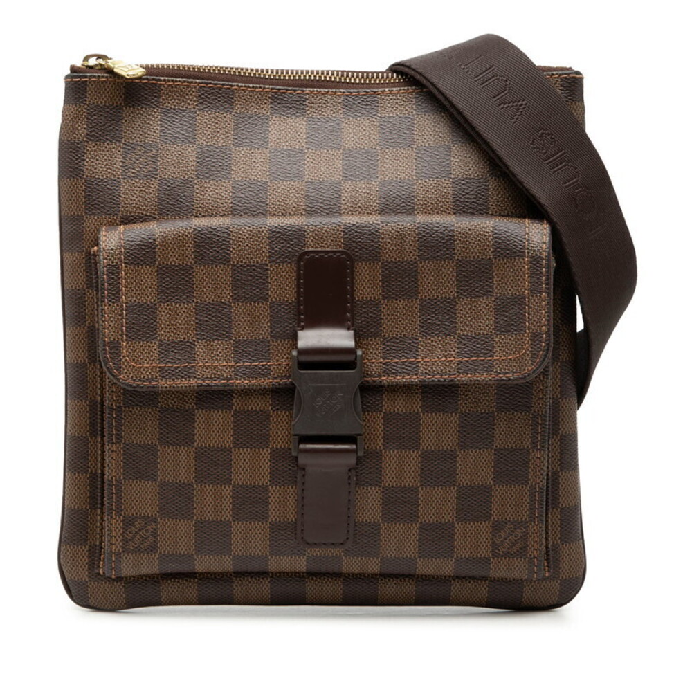 Louis Vuitton Damier Pochette Melville Crossbody Bag Brown Leather